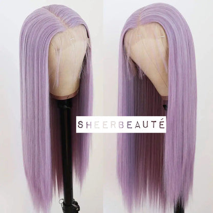 Purple Long Straight Middle Part Wig
