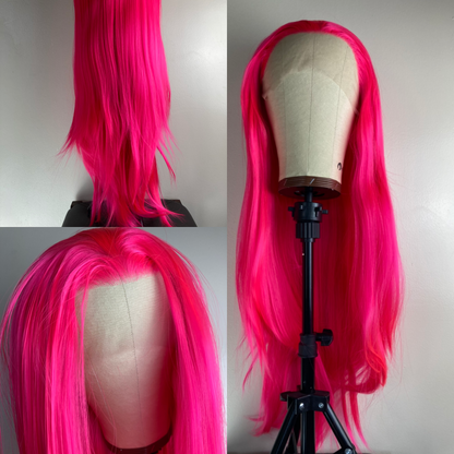 Hot Pink Straight Lace Front Wigs