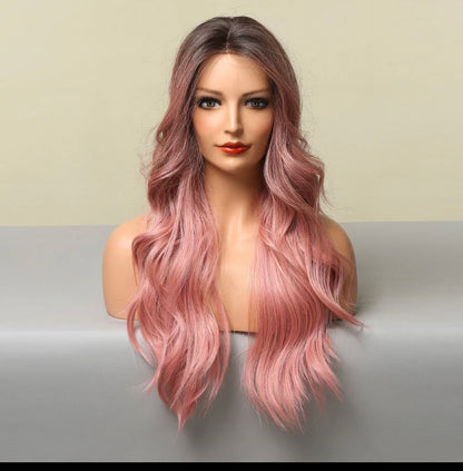 Ombre Pink Middle Part Lace Wig