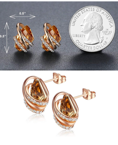 18K Rose Gold Stud November Birthstone Earrings