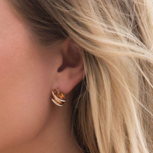 18K Rose Gold Stud November Birthstone Earrings