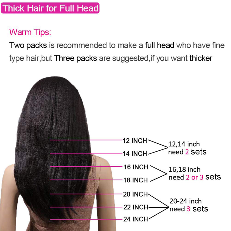 Kinky Straight Clip-In Human Hair Extensions - 120g Volume