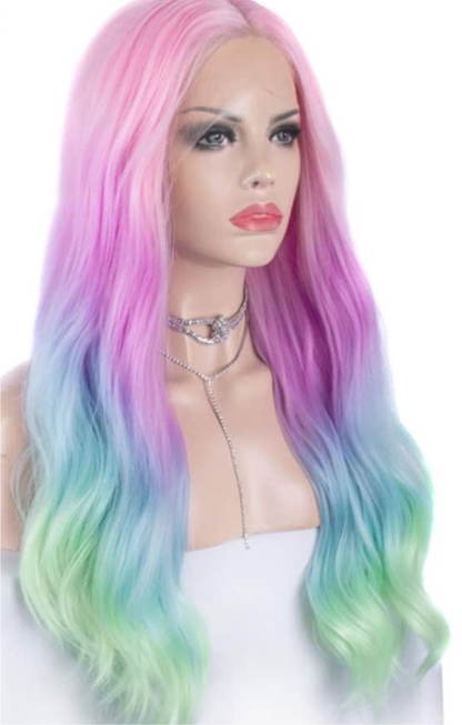 Wigs,Purple Wigs Blue Wigs,Long Hair Wigs,Lace Front Wig,Multi Color Wigs,Cosplay Wig,Long Mermaid Wig,DragQueen Hair Wig,Wavy Hair Wig,Blue Wig