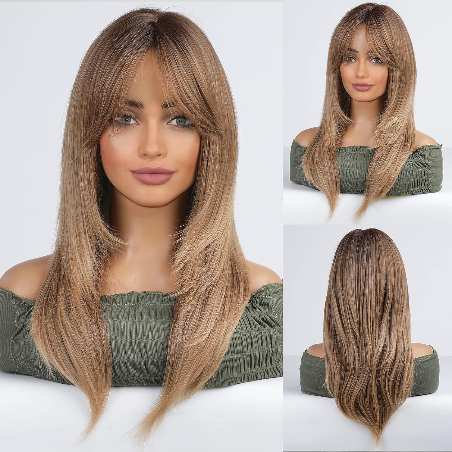 Ombre Dark Brown Wig for Women 