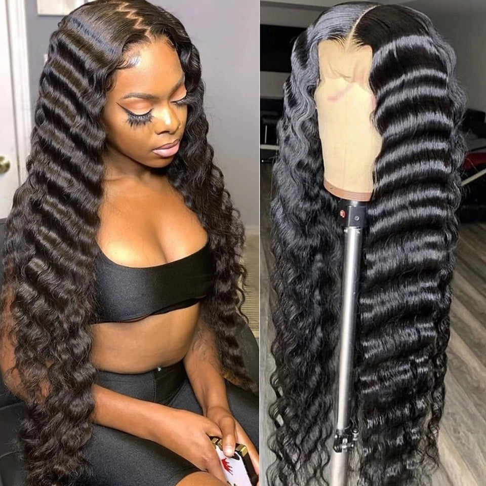 13x4/13x6 Malaysian Loose Deep Wave Lace Frontal Human Hair Wigs for Women
