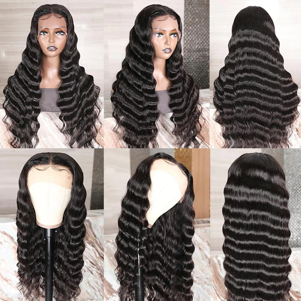 13x4/13x6 Malaysian Loose Deep Wave Lace Frontal Human Hair Wigs for Women