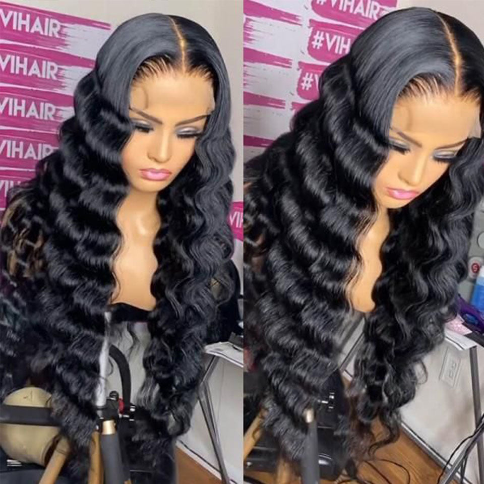 13x4/13x6 Malaysian Loose Deep Wave Lace Frontal Human Hair Wigs for Women