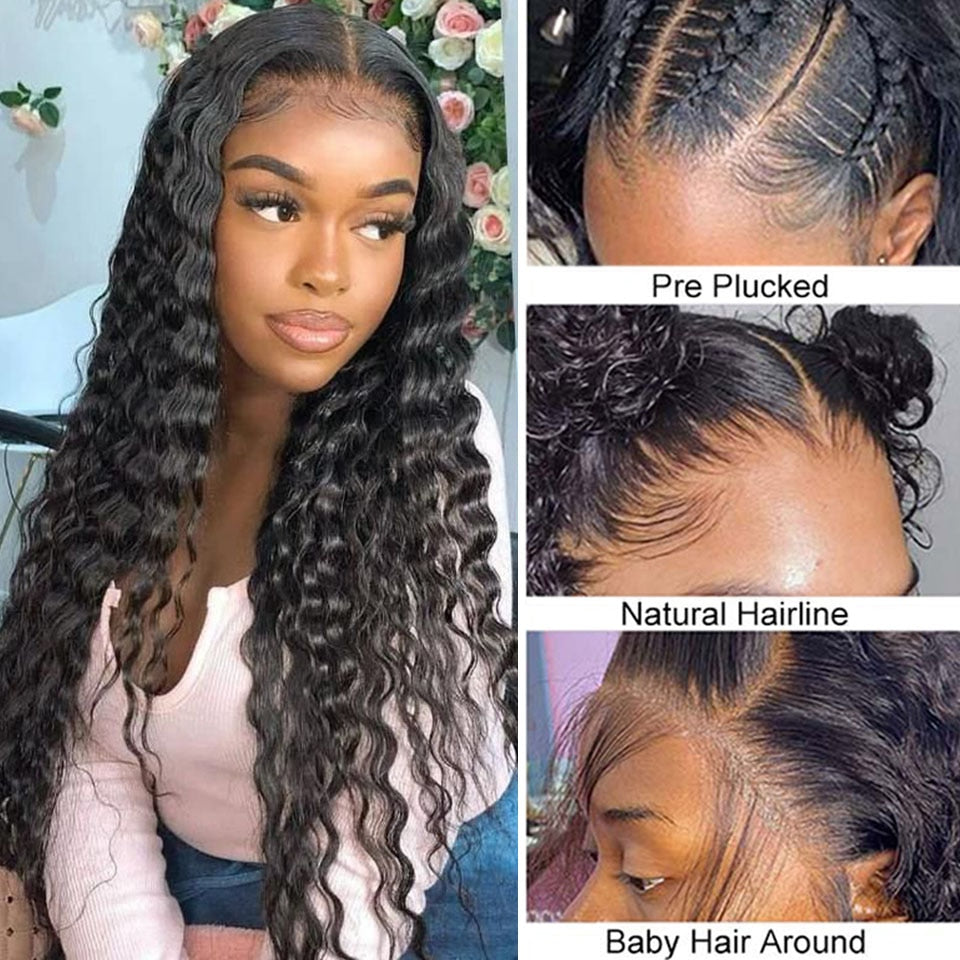 13x4/13x6 Malaysian Loose Deep Wave Lace Frontal Human Hair Wigs for Women