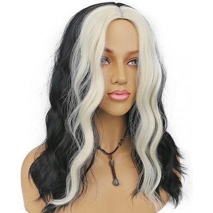 Short Bob Blonde -Black Middle Part Wavy Wig