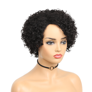 Black Side Part Pixie Cut Bob Human Hair Wigs
