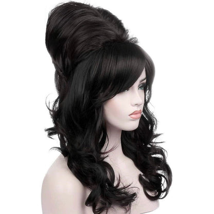 60’s Black Long Curly Wavy Beehive Wigs DragQueen-Women