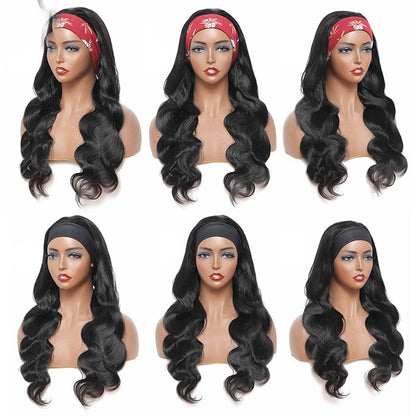 Headband Brazilian Human Natural Wavy Hair Wig