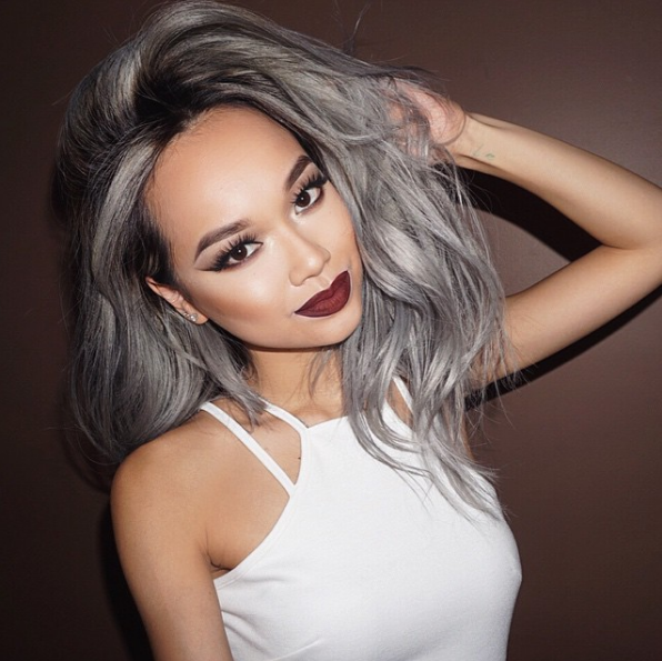 Black Root Ombre Grey Lace Front Wig For Women