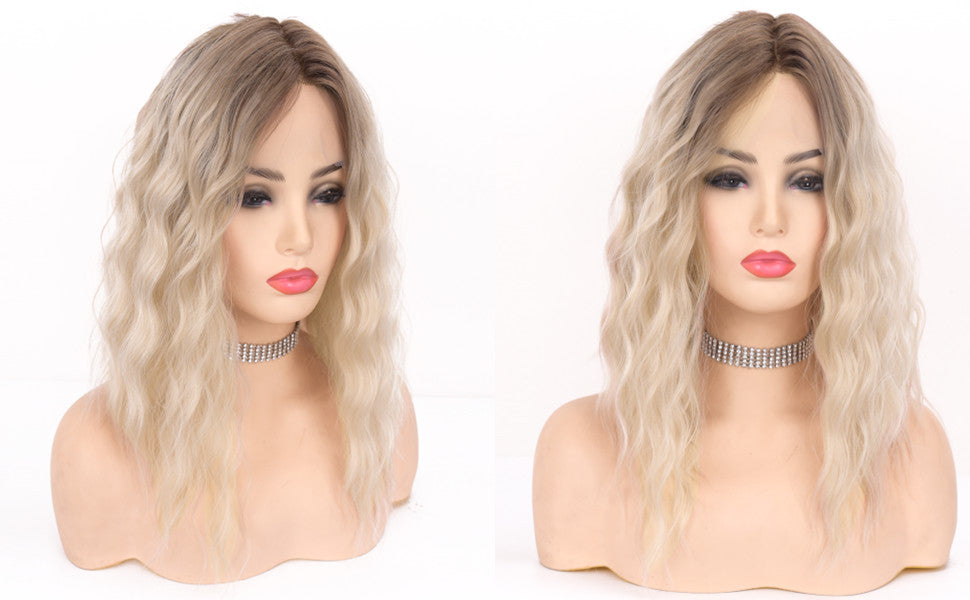 Short Bob Ombre Brown Blonde Lace Front Wig