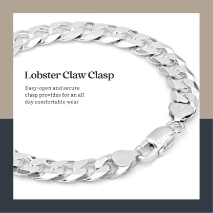 9mm 925 Sterling Silver Cuban Curb Link Chain Bracelet 8 inch
