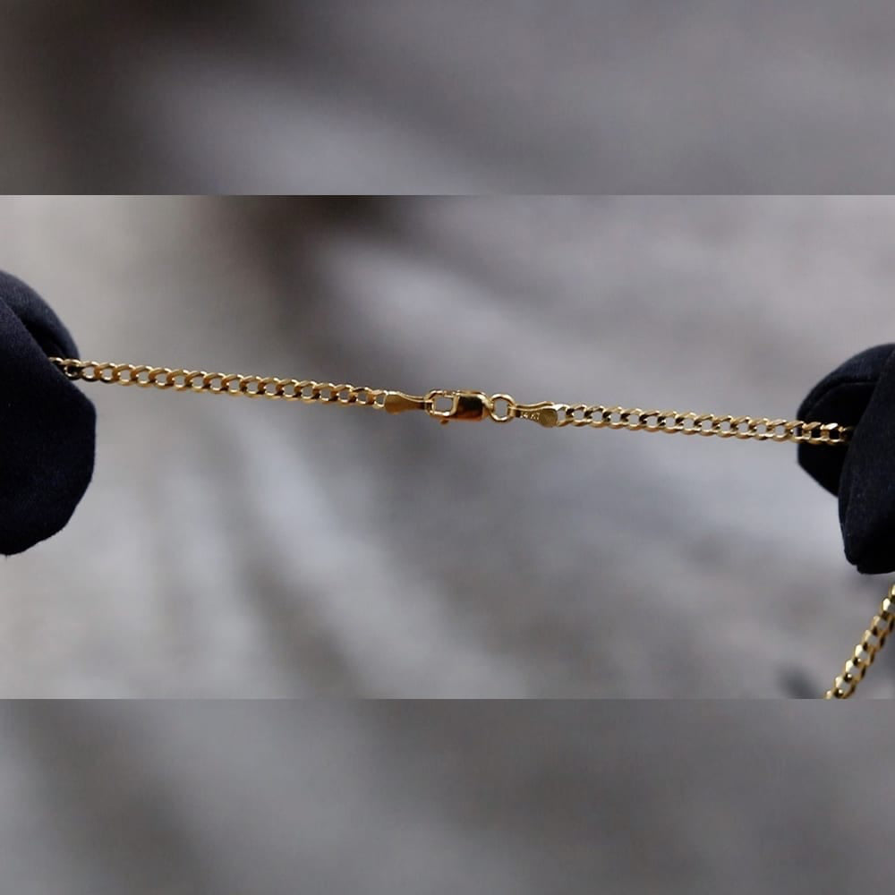 14K Yellow Gold 2.5MM Solid Cuban Curb Link Chain