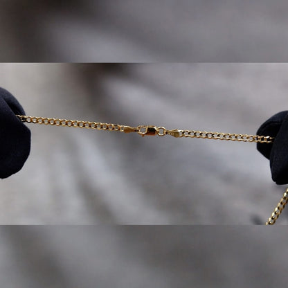 14K Yellow Gold 2.5MM Solid Cuban Curb Link Chain