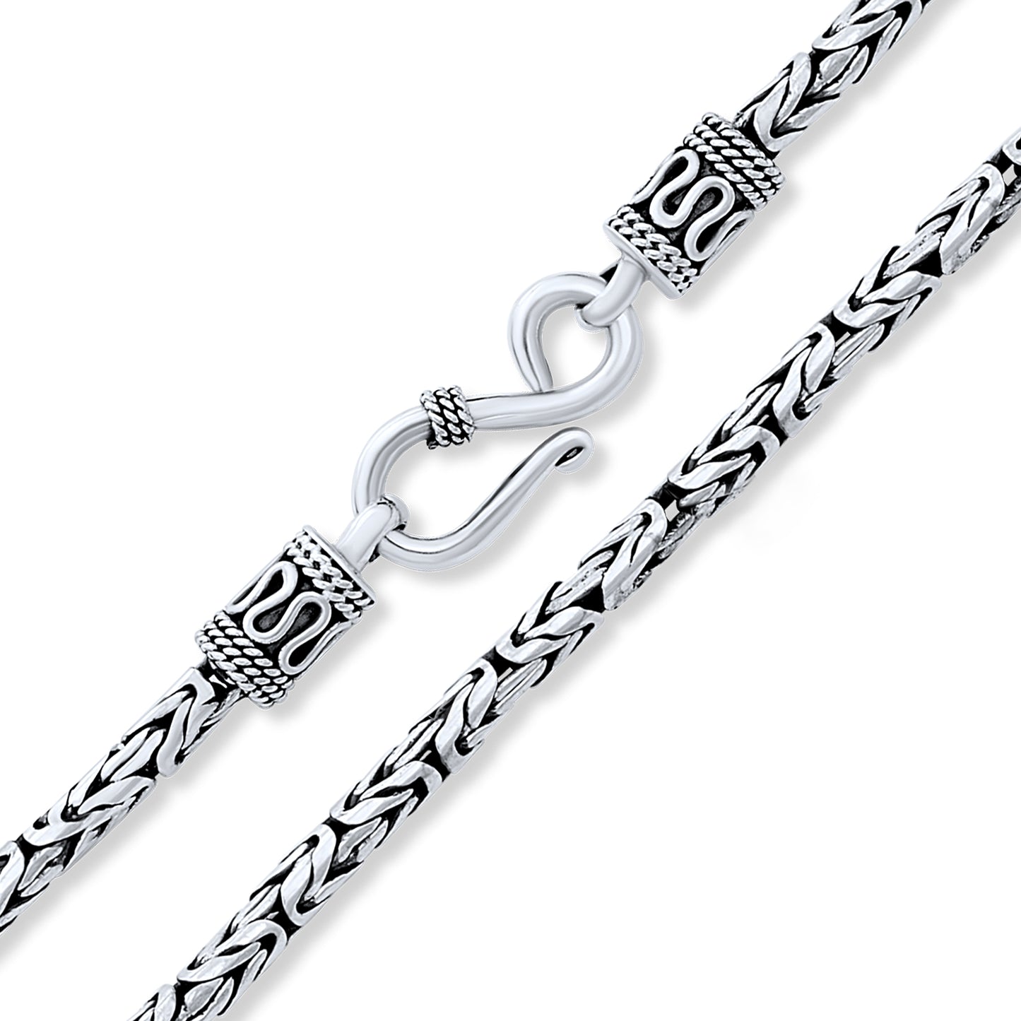 3MM Vintage Bali Jewelry Solid 925 Sterling Silver Necklaces For Men Women Teens 