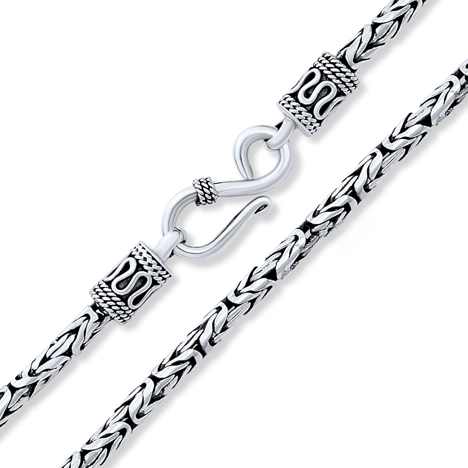 3MM Vintage Bali Jewelry Solid 925 Sterling Silver Necklaces For Men Women Teens 