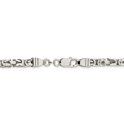 Solid 925 Sterling Silver 5mm Square Byzantine Chain Necklace