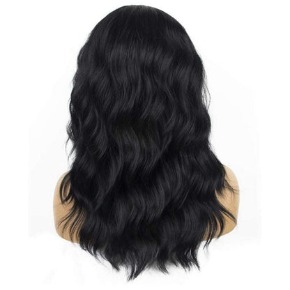 Short Bob Blonde -Black Middle Part Wavy Wig