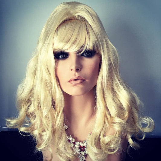 60’s Blonde Long Curly Wavy Beehive Wig DRAGQUEEN -WOMEN