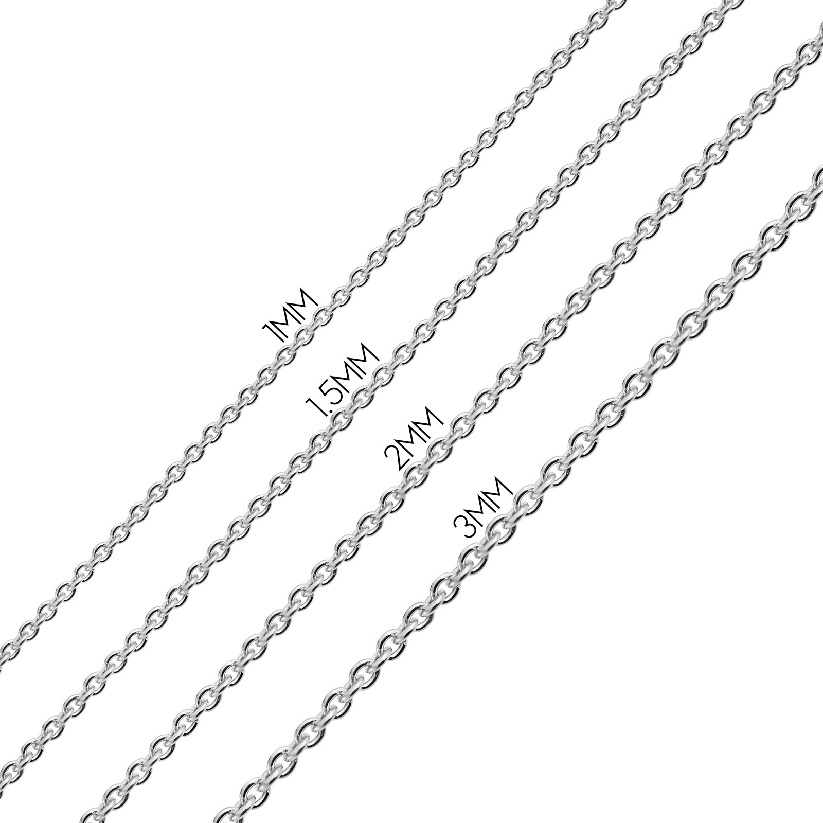 3MM Vintage Bali Jewelry Solid 925 Sterling Silver Necklaces For Men Women Teens 