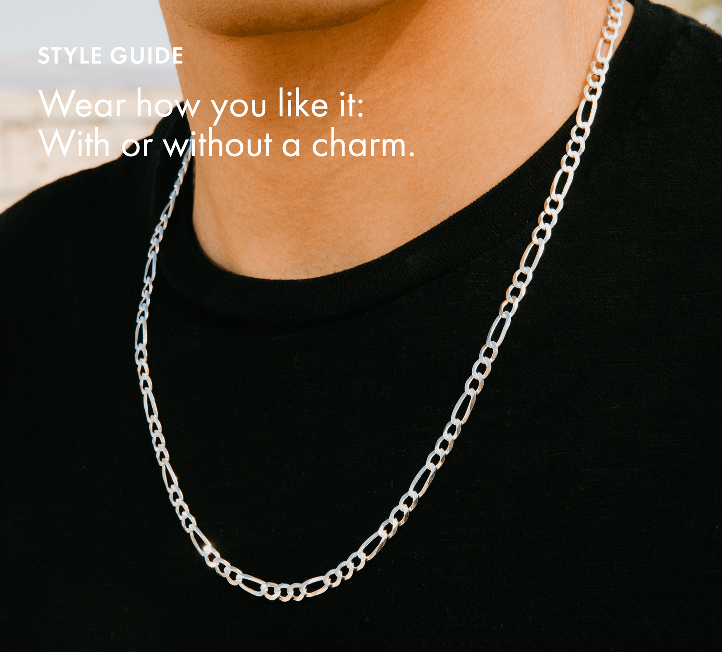 Authentic 925 Sterling Silver 5MM Figaro Link Chain Necklaces, Solid 925 Italy