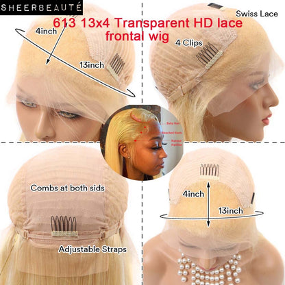 42inch Long Straight 613 13x4 Lace Front Human Hair Wigs