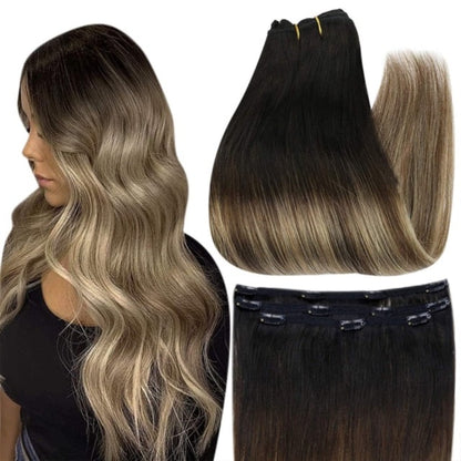 Ombre Color Human Hair Extensions 50 Grams Clip In Hair