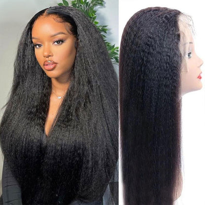 Straight Yaki Kinky 13x6 HD Lace Frontal Human Hair Wigs |30 32 Inch