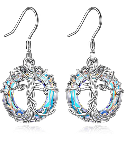 925 Sterling Silver Tree of Life Drop Earrings