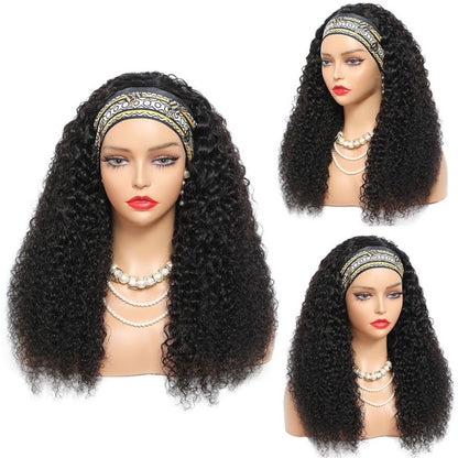 Mongolian Kinky Curly Headband Wig