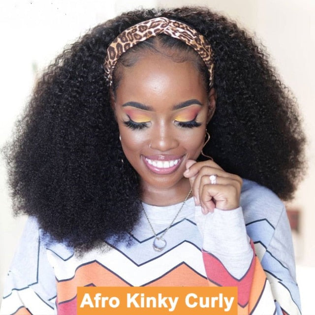 Mongolian Kinky Curly Headband Wig