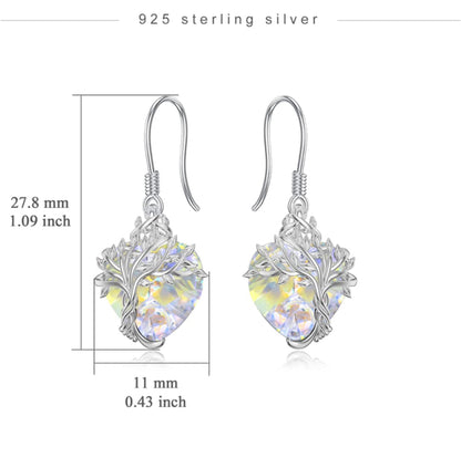 Tree Crystal 925 Sterling Silver Drop Earrings