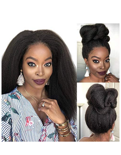 Italian  Kinky Straight Yaki Lace Human Hair Wigs