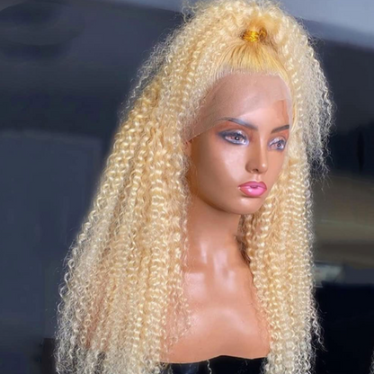 13x4 HD 613 -Green Blue Kinky Curly Lace Frontal Wig