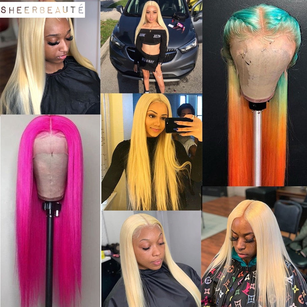 42inch Long Straight 613 13x4 Lace Front Human Hair Wigs