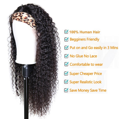 Mongolian Kinky Curly Headband Wig