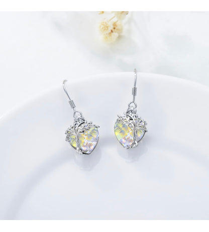Tree Crystal 925 Sterling Silver Drop Earrings