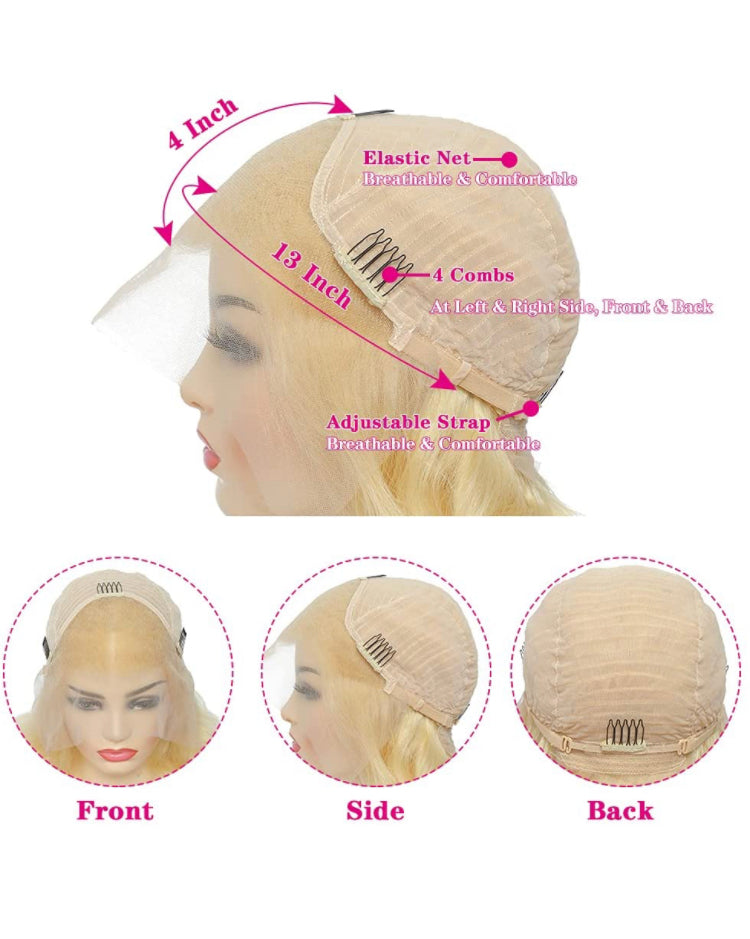613 Transparent Blonde Lace Frontal Body Wave Human Hair Wigs