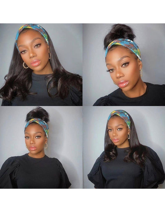 Straight Brazilian Virgin Human Hair Headband Wigs