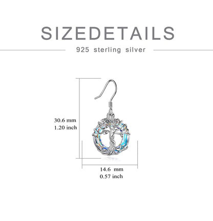 925 Sterling Silver Tree of Life Drop Earrings
