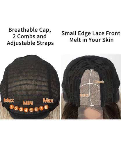 Short Bob Wavy Dark Brown Lace Wig