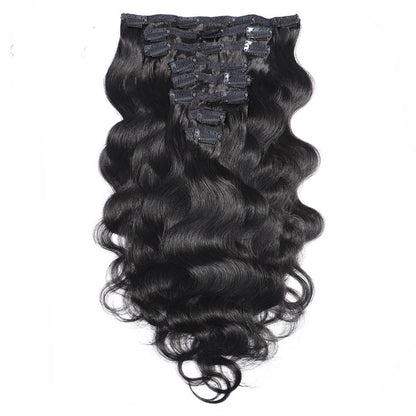 Brazilian Body Wave Clip In Human Hair Extensions 8 Pcs
