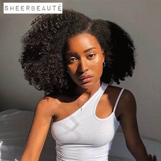 4B 4C Afro Kinky Curly Clip In 100% Mongolian Human Hair Extensions