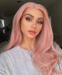 Wavy Rose Gold Synthetic Lace Wig