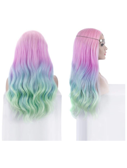 Wigs,Purple Wigs Blue Wigs,Long Hair Wigs,Lace Front Wig,Multi Color Wigs,Cosplay Wig,Long Mermaid Wig,DragQueen Hair Wig,Wavy Hair Wig,Blue Wig