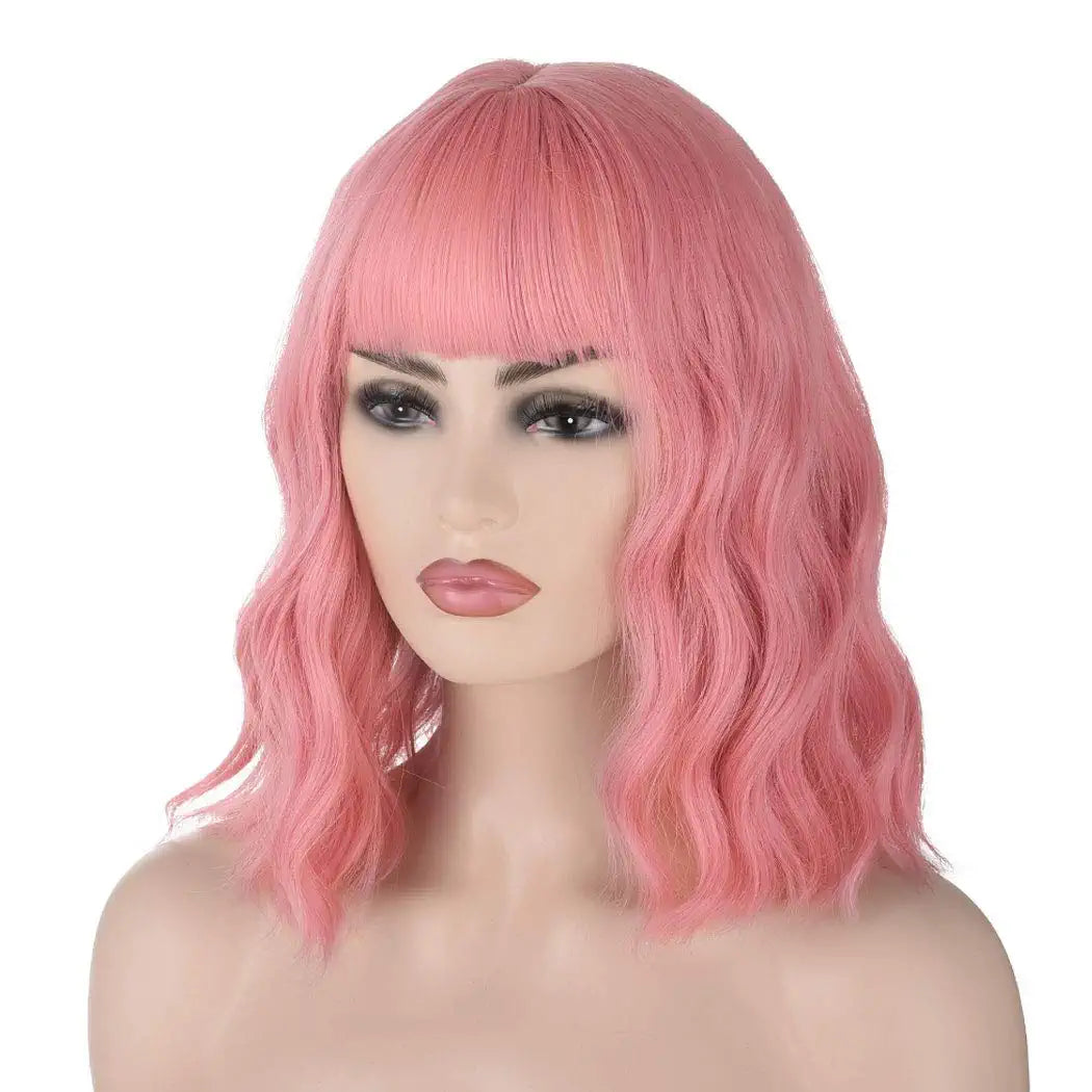Pastel Pink Wig,Pink Wig With Bangs,Rose Pastel Pink Wig,Rose Gold Pink Wigs,short Hair Wig,Pink Cosplay Wig,Pink Long Wigs Wig Bangs