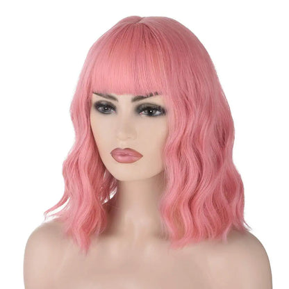 Pastel Pink Wig,Pink Wig With Bangs,Rose Pastel Pink Wig,Rose Gold Pink Wigs,short Hair Wig,Pink Cosplay Wig,Pink Long Wigs Wig Bangs
